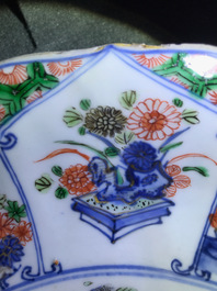 A Chinese famille verte "Provinces" dish with the arms of France, Kangxi/Yongzheng
